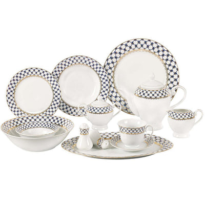 57-Piece Specialty Blue Porcelain Dinnerware Set (Service for 8) - Super Arbor