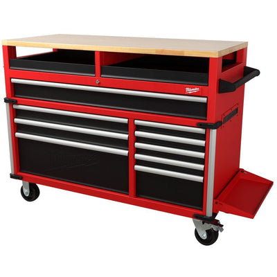 High Capacity 52 in. 11-Drawer Tool Chest Mobile Workbench with Clamp-Ready Wood Top - Super Arbor