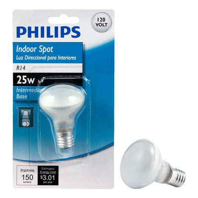 Philips 25-Watt R14 Incandescent Mini Reflector Light Bulb Soft White (2700K) - Super Arbor
