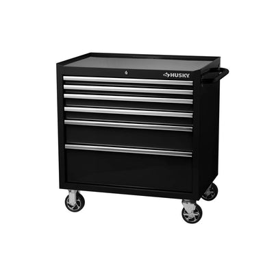 36 in. W 6-Drawer, Deep Tool Chest Cabinet in Gloss Black