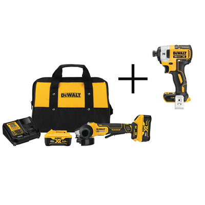4-1/2 in. 20-Volt MAX XR Lithium-Ion Cordless Brushless Paddle Switch Angle Grinder Kit with Impact Driver - Super Arbor