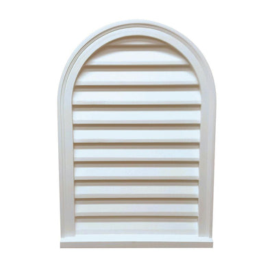 22 in. x 32 in. x 2-3/4 in. Polyurethane Decorative Circle Top Louver Vent in White - Super Arbor