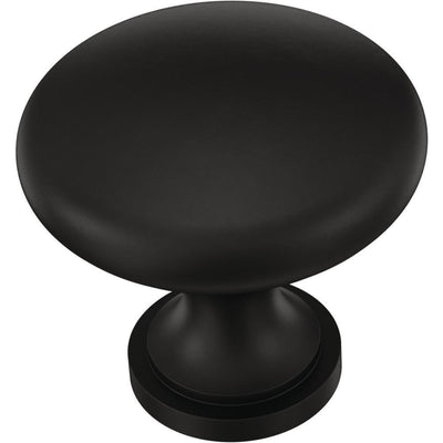 Essentials 1-3/16 in. (30mm) Matte Black Round Cabinet Knob (24-Pack) - Super Arbor