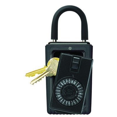 Portable 3-Key Lock Box with Spin Dial Combination Lock, Black - Super Arbor