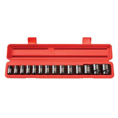1/2 in. Drive 11-32 mm 6-Point Shallow Impact Socket Set (14-Piece) - Super Arbor