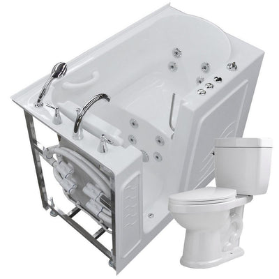 52.75 in. Walk-In Whirlpool Bathtub in White with 1.6 GPF Single Flush Toilet - Super Arbor