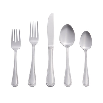 Beaded 46-Piece Silver Stainless Steel Flatware Set (Service for 8) - Super Arbor