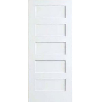 30 in. x 80 in. White 5-Panel Shaker Solid Core Wood Interior Door Slab - Super Arbor