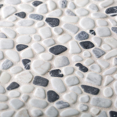 Jeffrey Court Carrara River Rocks 11.625 in. x 11.625 in. x 10.5 mm Marble Mosaic Floor and Wall Tile - Super Arbor