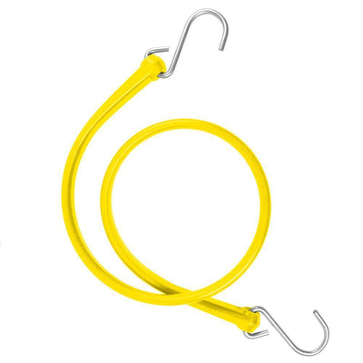 31 in. Polyurethane Bungee Strap with Galvanized S-Hooks (Overall Length: 36 in.) in Yellow - Super Arbor