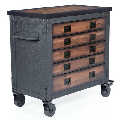 36 in. 5-Drawer Wood Top Roller Cabinet Tool Chest - Super Arbor