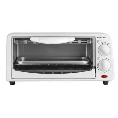 Compact 650 W 2-Slice White Toaster Oven with Bake Tray and Toast Rack - Super Arbor