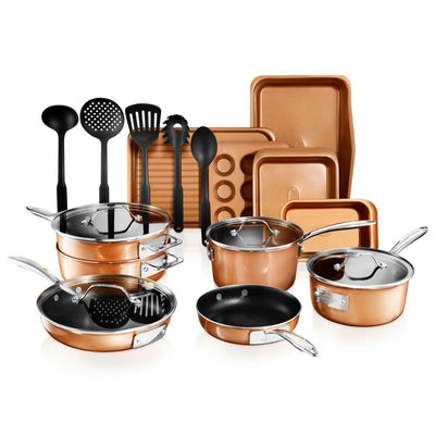 StackMaster 21- Piece Aluminum Cast Textured Ceramic Nonstick Cookware Set - Super Arbor