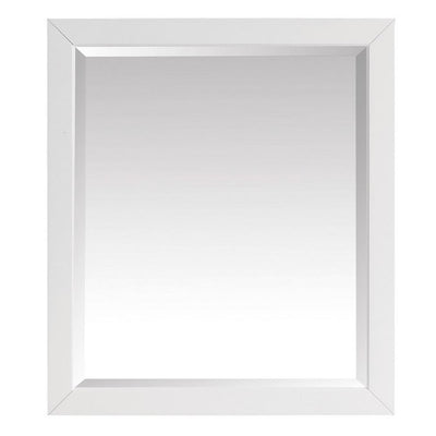 27.25 in. W x 32.00 in. H Framed Rectangular Beveled Edge Bathroom Vanity Mirror in White finish - Super Arbor