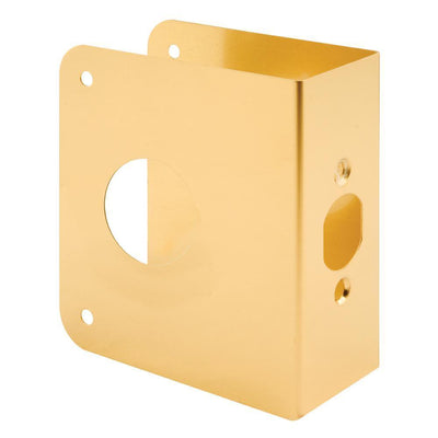 1-3/4 in. x 4-1/2 in. Thick Solid Brass Lock and Door Reinforcer, 1-1/2 in. Single Bore, 2-3/8 in. Backset - Super Arbor