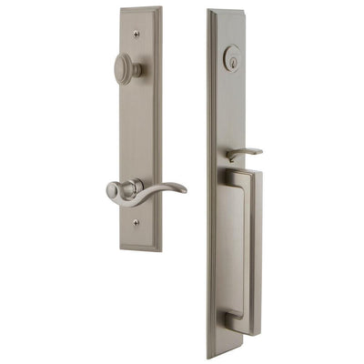 Carre Satin Nickel 1-Piece Door Handleset with D Grip and Bellagio Lever - Super Arbor