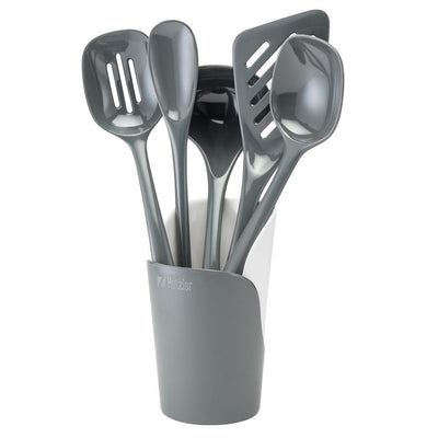 Melamine Gray Utensils and Crock (Set of 6) - Super Arbor