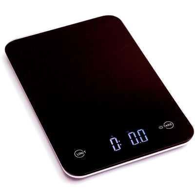 Touch Professional Digital Kitchen Scale (12 lbs. Edition), Tempered Glass in Elegant Black - Super Arbor