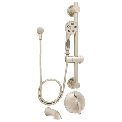 Caspian Anystream 3-Spray Handheld Shower and Tub Combination with Grab/Slide Bar in Brushed Nickel (Valve Included) - Super Arbor