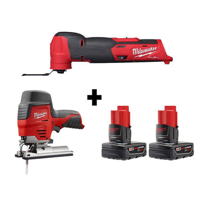 M12 FUEL 12-Volt Lithium-Ion Cordless Oscillating Multi-Tool and Jig Saw with two 3.0 Ah Batteries - Super Arbor