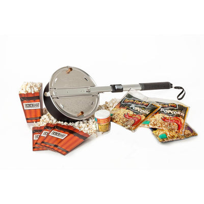 Open Fire Pop 13-Piece Aluminum Black Popcorn Popper Set - Super Arbor