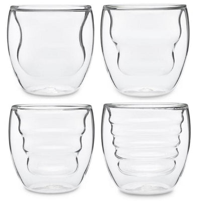 Curva Artisan Series 8 oz. Double Wall Beverage Glasses and Tumblers (Set of 4) - Super Arbor