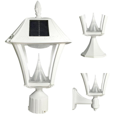 Baytown II White LED Outdoor Resin Solar Post/Wall Light with Warm - Super Arbor