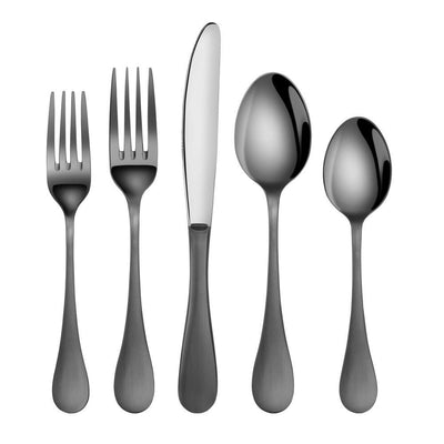 Rain 18/10 Stainless Steel Flatware 20-Piece Set, Black Finished, Service for 4 - Super Arbor