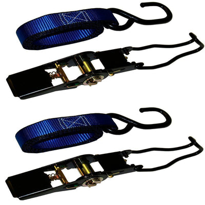 1 in. x 6 ft. Ultra Ratchet Tie-Down Strap with 1500 lbs. S-Hook (2-Pack) - Super Arbor