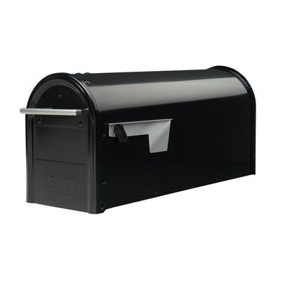 Franklin Medium, Steel, Post Mount Mailbox, Black w/Satin Nickel - Super Arbor