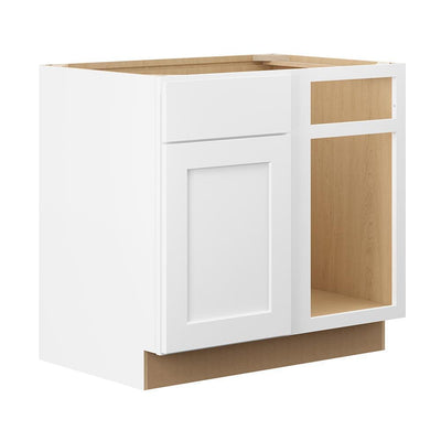 Shaker Ready To Assemble 39 in. W x 34.5 in. H x 24 in. D Plywood Blind Base Cabinet in Denver White Painted Finish