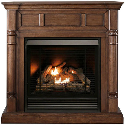 32,000 BTU Ventless Dual Fuel Fireplace in Walnut with Remote Control - Super Arbor