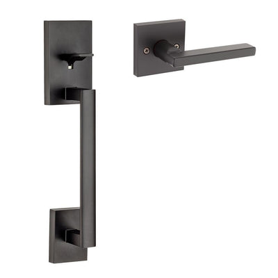 San Clemente Matte Black Door Handleset with Halifax Square Door Lever with Microban Antimicrobial Technology - Super Arbor