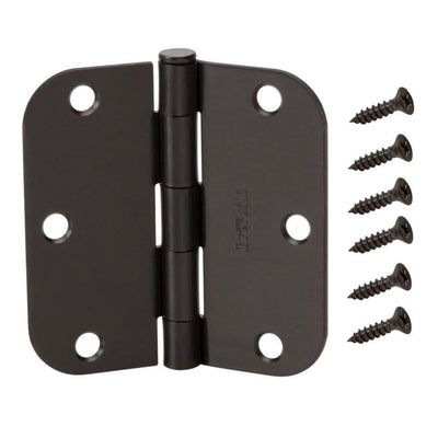 3-1/2 in. Matte Black Square Corner Smooth Action Hinge (3-Pack) - Super Arbor