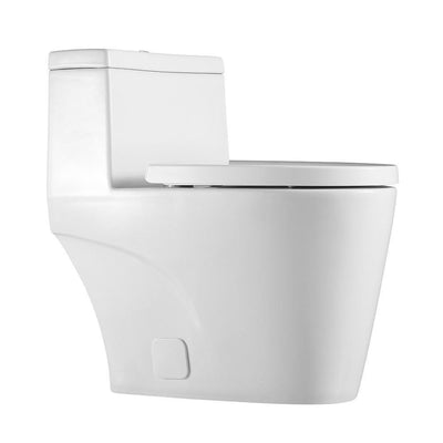 1-Piece 1.28 GPF Dual Flush High Efficiency Elongated Toilet in White, Seat Included - Super Arbor