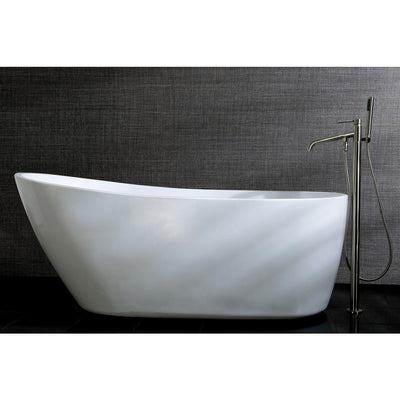 Fusion 59 in. Acrylic Front Drain Flatbottom Freestanding Bathtub in White - Super Arbor