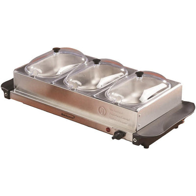 4.5 Qt. Silver Buffet Server with 3 Crocks - Super Arbor