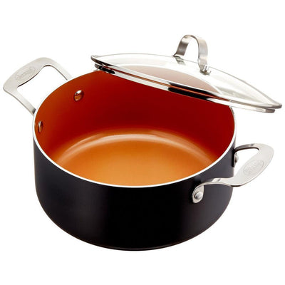 5 Qt. Non-Stick Ti-Ceramic Stock Pot with Glass Lid - Super Arbor