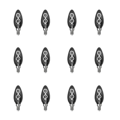Feit Electric 25-Watt Equivalent B10 Dimmable Candelabra Smoke Glass Vintage LED Light Bulb with Spiral Filament Daylight (12-Pack) - Super Arbor