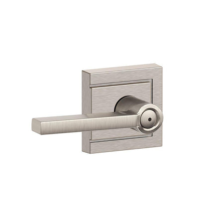 Latitude Satin Nickel Privacy Bed/Bath Door Lever with Upland Trim - Super Arbor