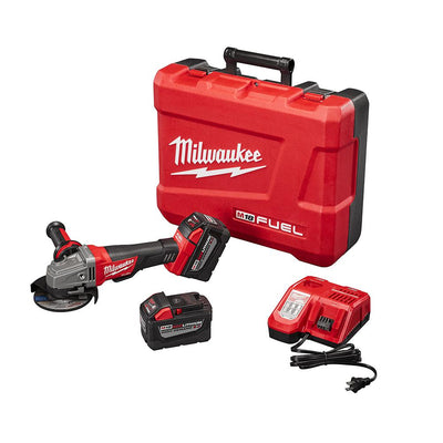 M18 FUEL 18-Volt Lithium-Ion Brushless Cordless 4-1/2 in./5 in. Grinder, Slide Switch Lock-On Kit W/(2) 9.0Ah Batteries