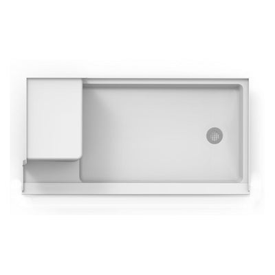 60 in. x 30 in. Seated Right Drain 5.38 in. Shower Base in White - Super Arbor