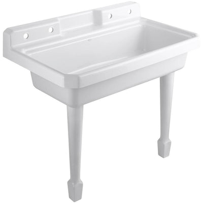Harborview 48 in. x 28 in. Cast-Iron Top Mount/Wall Mount Utility Sink in White - Super Arbor