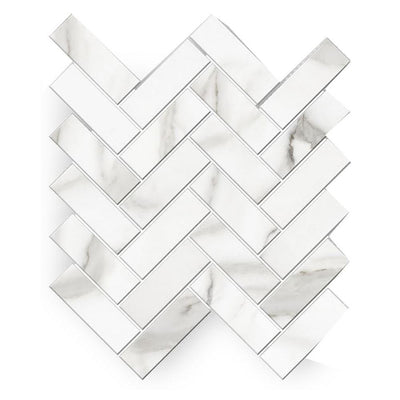 Florida Tile Home Collection Avante Bianco 12 in. x 15 in. x 9 mm Porcelain Herringbone Mosaic Tile (5.65 sq. ft. / case) - Super Arbor