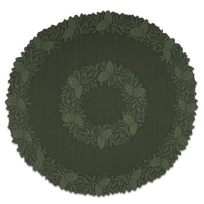 Highland Pine 42 in. W x 42 in. L Aspen Green Floral Polyester Round Table Topper - Super Arbor