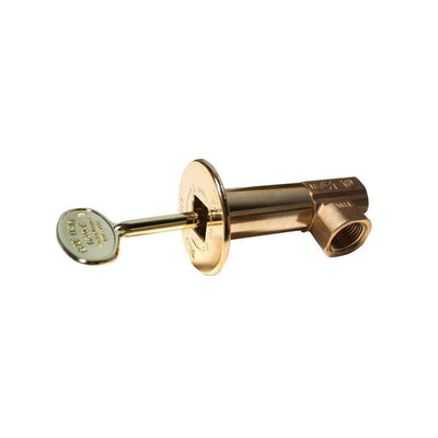 Angle Gas Valve Kit Includes Brass Valve, Floor Plate and Key in Polished Brass - Super Arbor