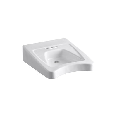KOHLER Morningside Wall-Mounted Vitreous China Bathroom Sink in White with Overflow Drain - Super Arbor