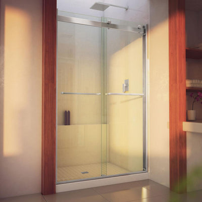 Essence-H 44 to 48 in. x 76 in. Semi-Frameless Bypass Sliding Shower Door in Brushed Nickel - Super Arbor