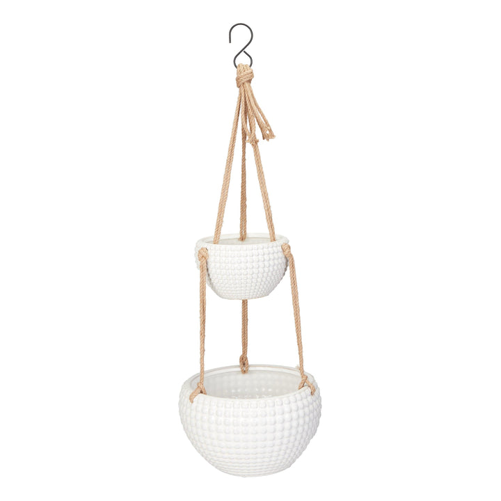 better homes and gardens hanging planter Better Homes & Gardens Dots Two-Tier Hanging Planter in White – Super Arbor