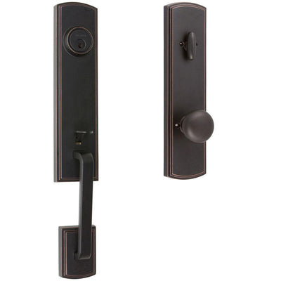 Italian Collection Briona Single Cylinder Black Door Handleset with Santo Interior Left-Hand - Super Arbor